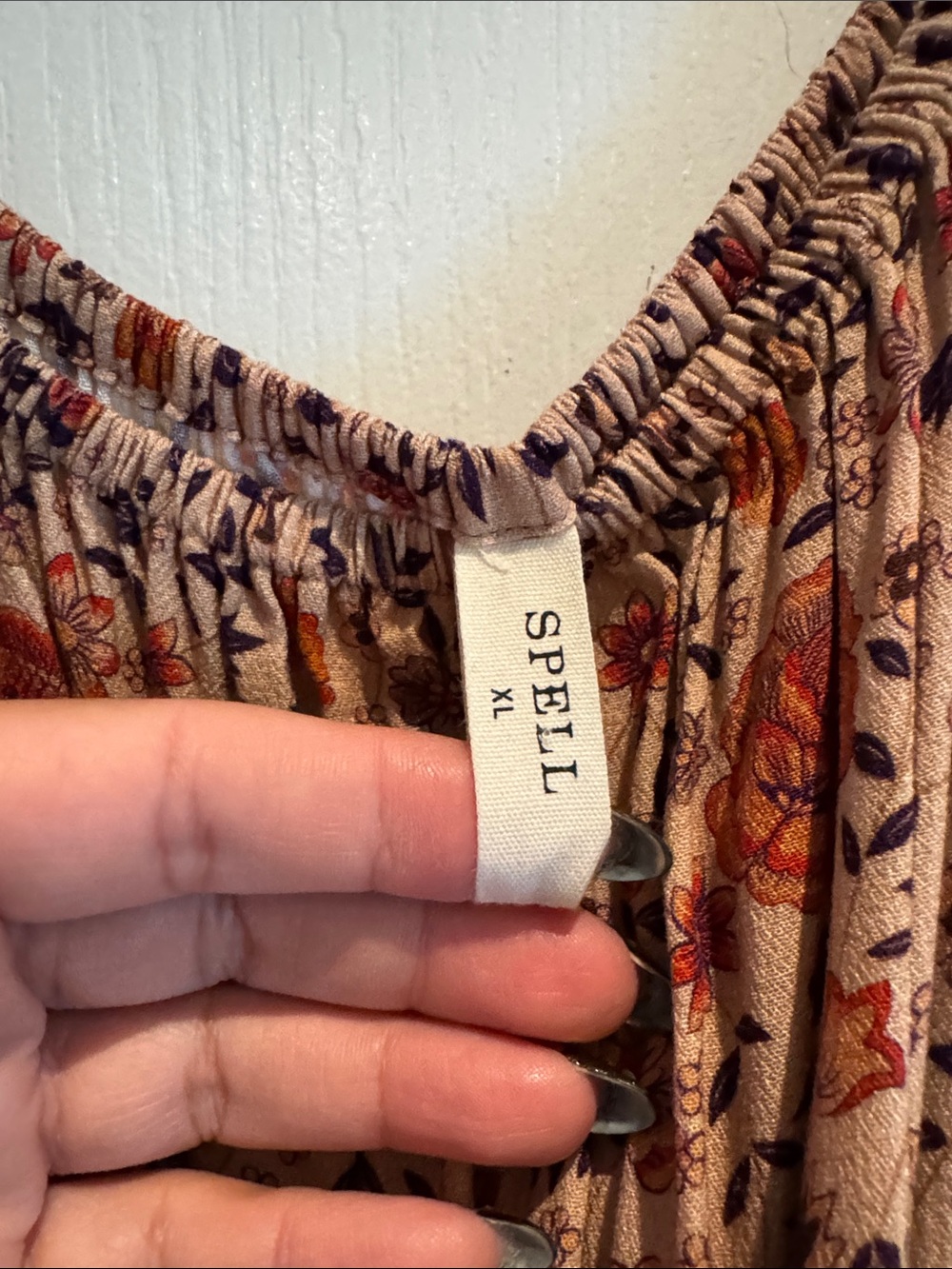 SPELL DESIGNS- Bohemian Floral Maxi Dress in Rust and Beige - Picture 2 of 4